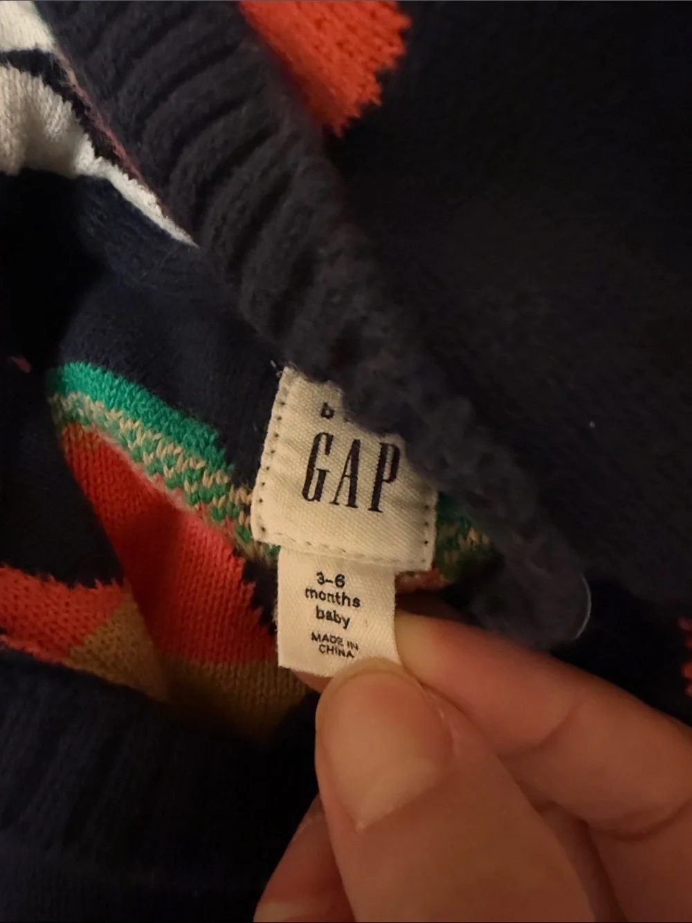GAP Navy Hooded Cardigan with Red Apple Motif